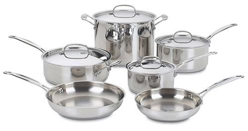 2. Cuisinart 77-10 Chef’s Classic Stainless Steel Cookware Set